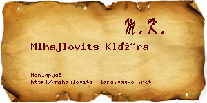Mihajlovits Klára névjegykártya